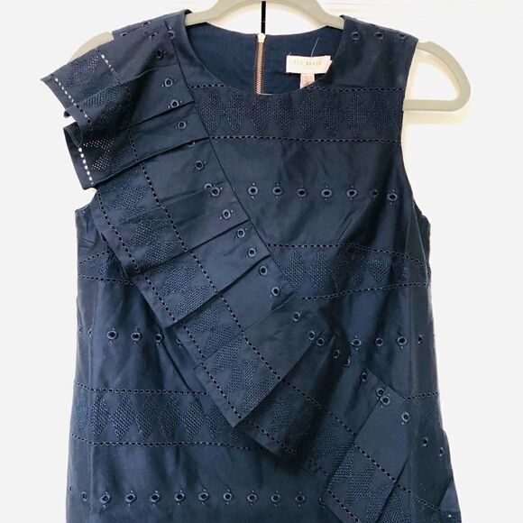 NWT: Ted Baker Forelli Ruffle Embroidered Top - Picture 3 of 15